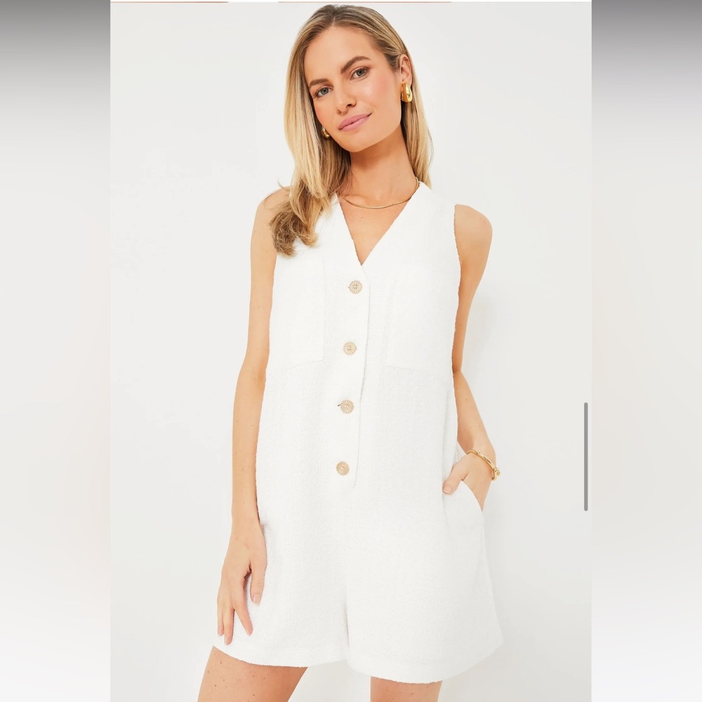 TUCKERNUCK White Textured Myla Romper NWT Size XS Orig $128